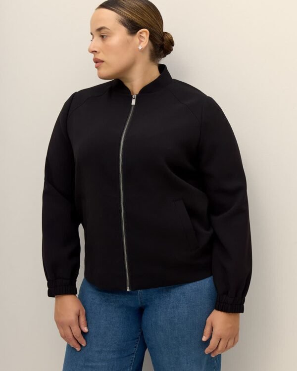 Cropped Black Bomber Jacket - Addition Elle  - Black - Image 2
