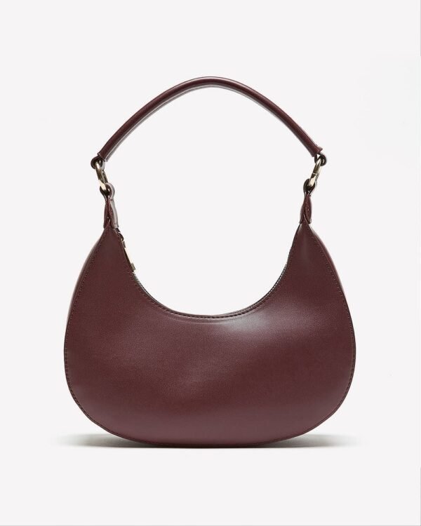 Faux Leather Shoulder Bag - Brown