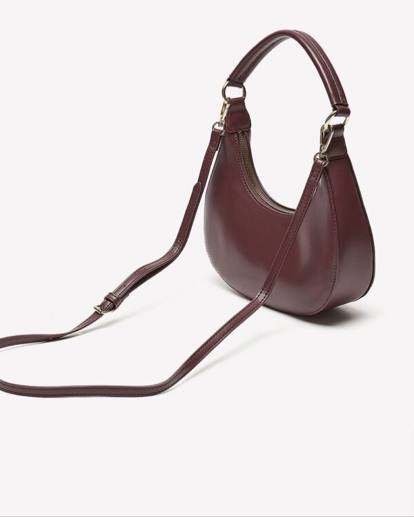 Faux Leather Shoulder Bag - Brown - Image 2