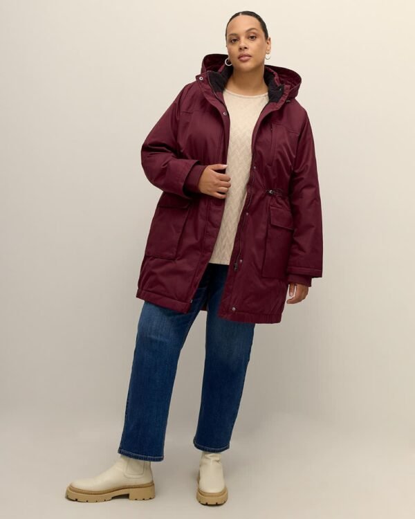Lined Parka Jacket with Removable Hood -  Zinfandel - Image 3